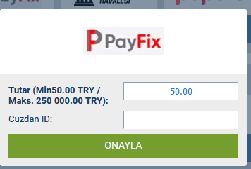 PayFix aracılığıyla para çekme örneği
